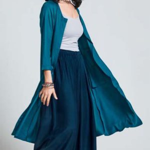 Long blue cotton cardigan