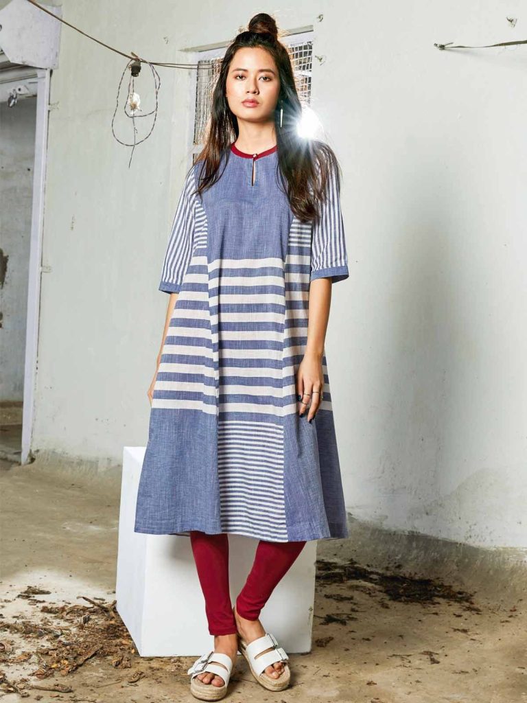 Gray blue cotton dress,