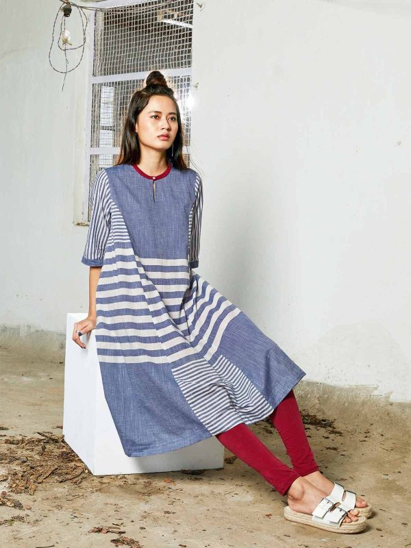 Gray blue cotton dress,